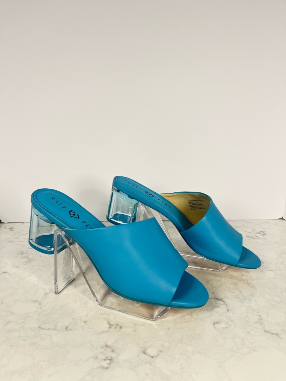 NEW!! Katy Perry Collections Open-Toe Slide Sandals with Clear Block Heel